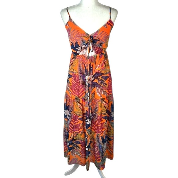 NINE WEST Women's Chiffon Halter Tie Maxi W/Front Cutout Size Small NWT - Picture 2 of 7